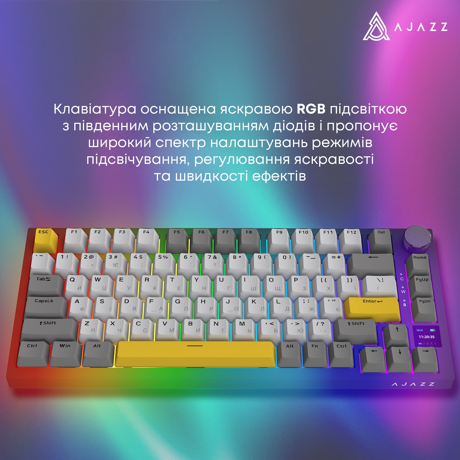 Клавиатура беспроводная Ajazz AK820 Pro Flying Fish Switch Black RGB With Screen (AK820PRO-FF-BGY) Клавиатура беспроводная Ajazz AK820 Pro Flying Fish Switch Black RGB With Screen (AK820PRO-FF-BGY)