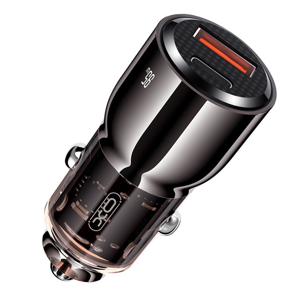 Автомобильное зарядное устройство XO CC58 (USB, USB-C, 3.25A) 95W Dark Grey Автомобильное зарядное устройство XO CC58 (USB, USB-C, 3.25A) 95W Dark Grey