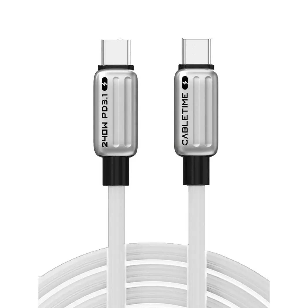 Кабель Cabletime CU07H USB Type-C - USB Type-C 240W Білий