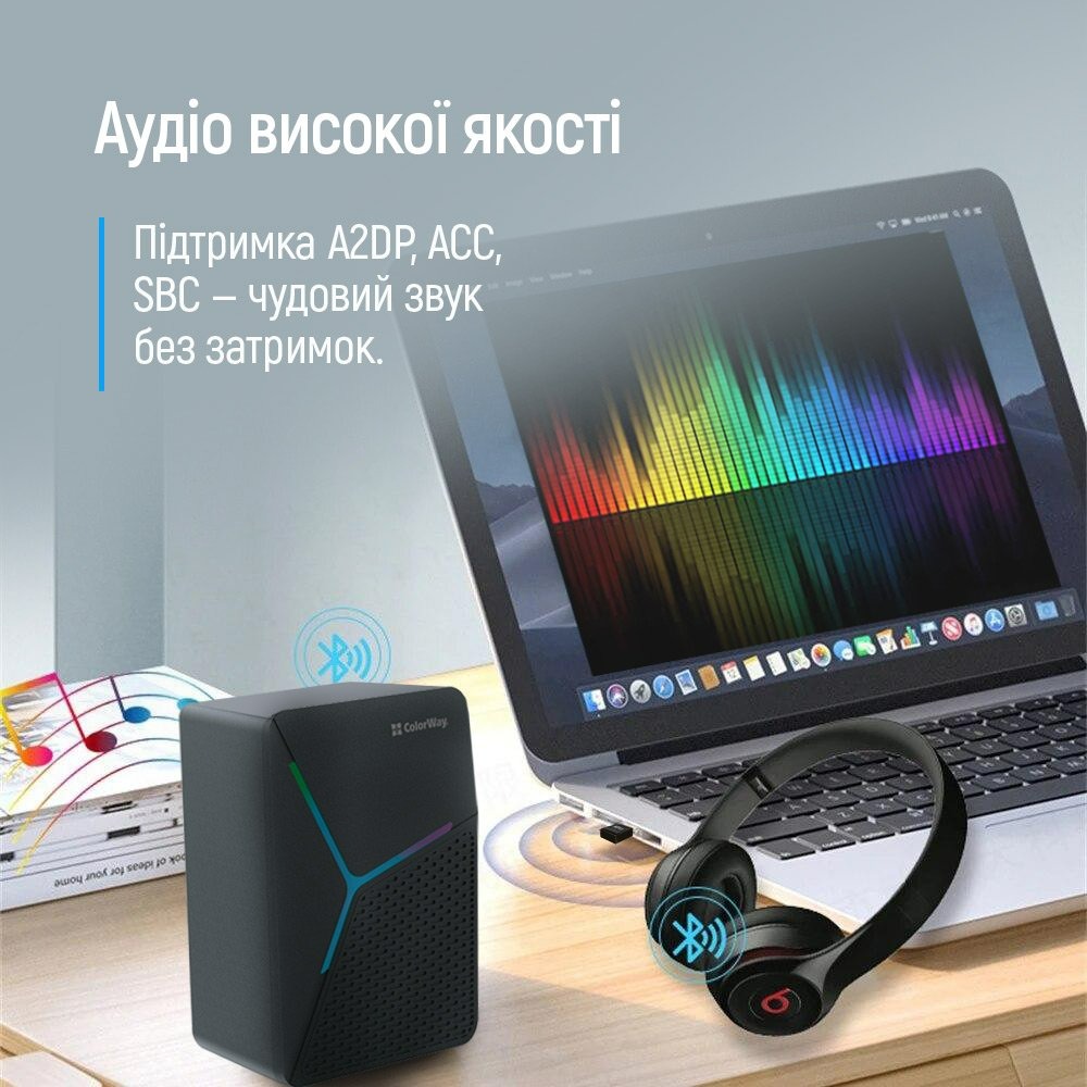 Адаптер Bluetooth 5.0 ColorWay (CW-AD-BT50) Адаптер Bluetooth 5.0 ColorWay (CW-AD-BT50)