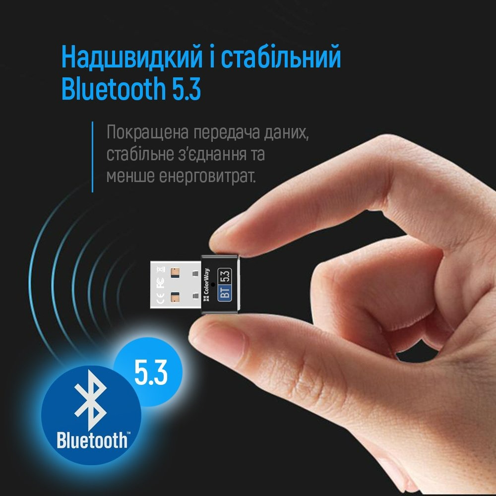 Адаптер Bluetooth 5.3 ColorWay (CW-AD-BT53) Адаптер Bluetooth 5.3 ColorWay (CW-AD-BT53)