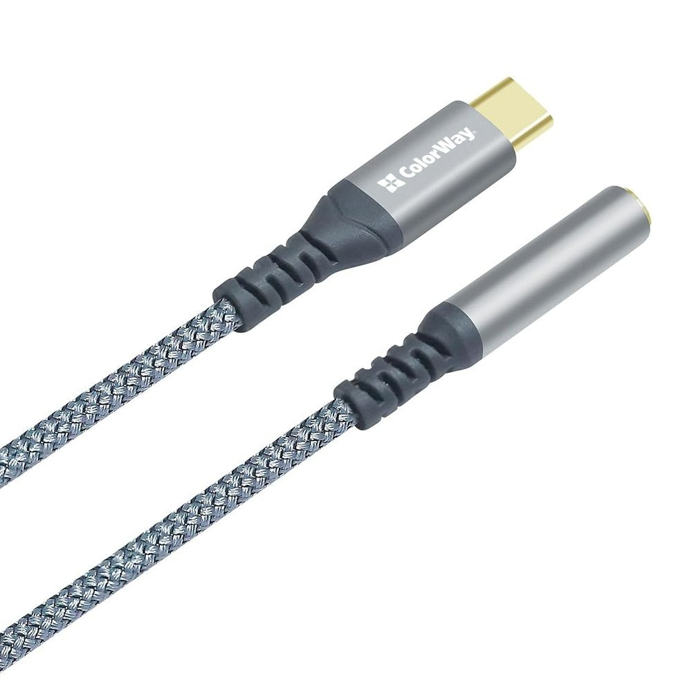 Адаптер ColorWay USB Type-C - 3.5 мм (M/F), 0.14 м, Gray (CW-AD-CJ) Адаптер ColorWay USB Type-C - 3.5 мм (M/F), 0.14 м, Gray (CW-AD-CJ)