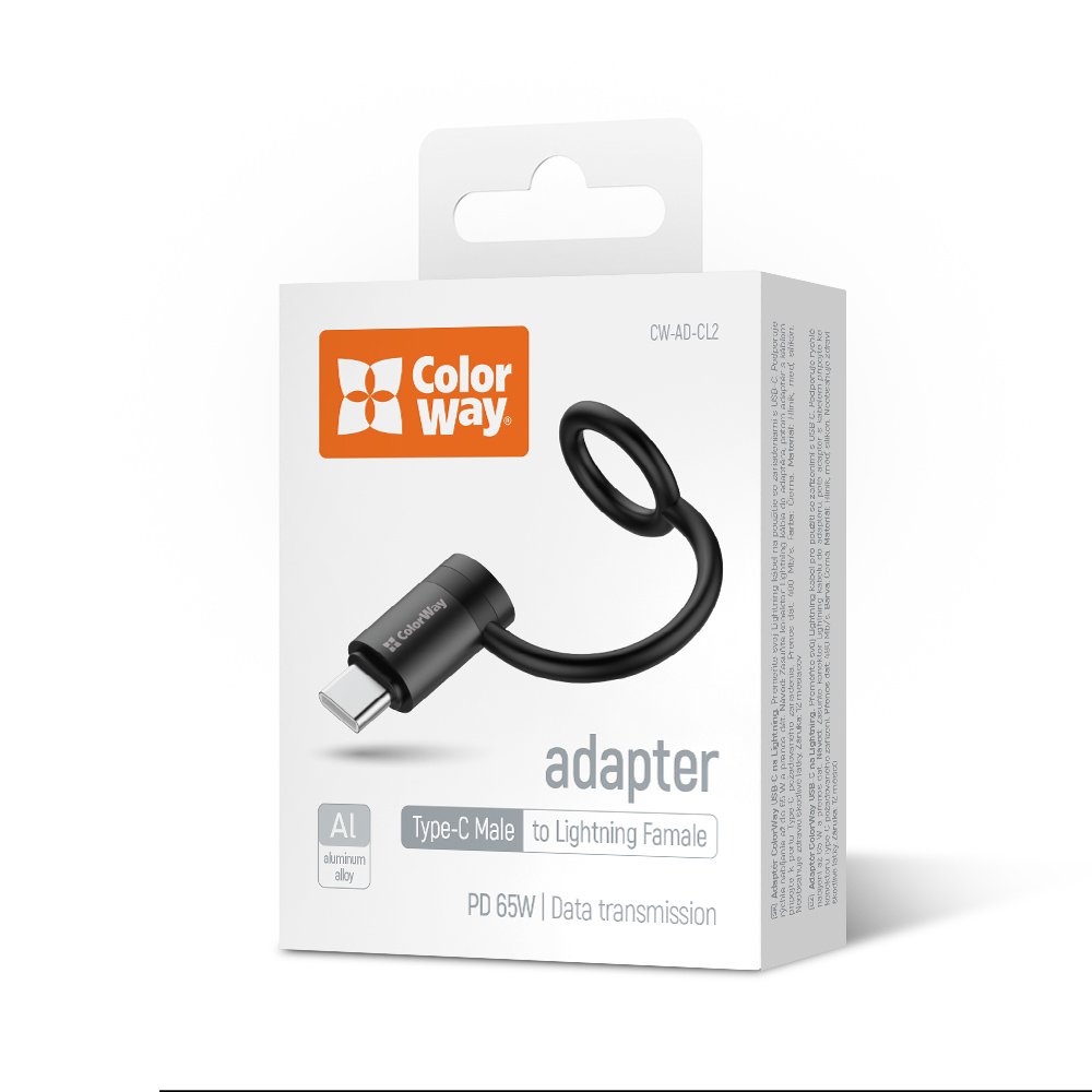 Адаптер ColorWay CW-AD-CL2 USB-C to Lightning 65 Вт чорний