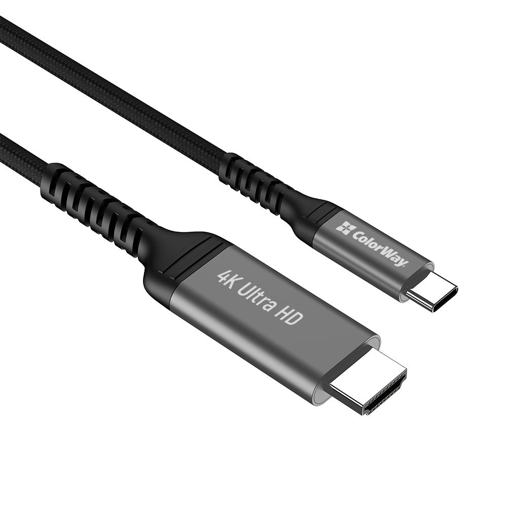 Кабель ColorWay HDMI - USB Type-C (M/M), 4K/60 Гц, 2 м, Black (CW-CBCHD077-BK) Кабель ColorWay HDMI - USB Type-C (M/M), 4K/60 Гц, 2 м, Black (CW-CBCHD077-BK)