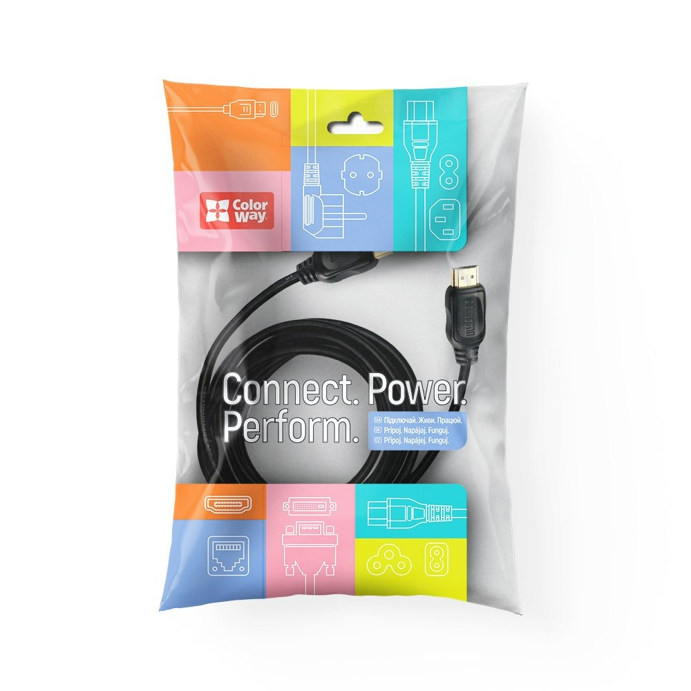 Кабель ColorWay HDMI - HDMI V 2.0 (M/M), 4K/60 Гц, 10 м, Black (CW-CBHD081-BK) Кабель ColorWay HDMI - HDMI V 2.0 (M/M), 4K/60 Гц, 10 м, Black (CW-CBHD081-BK)