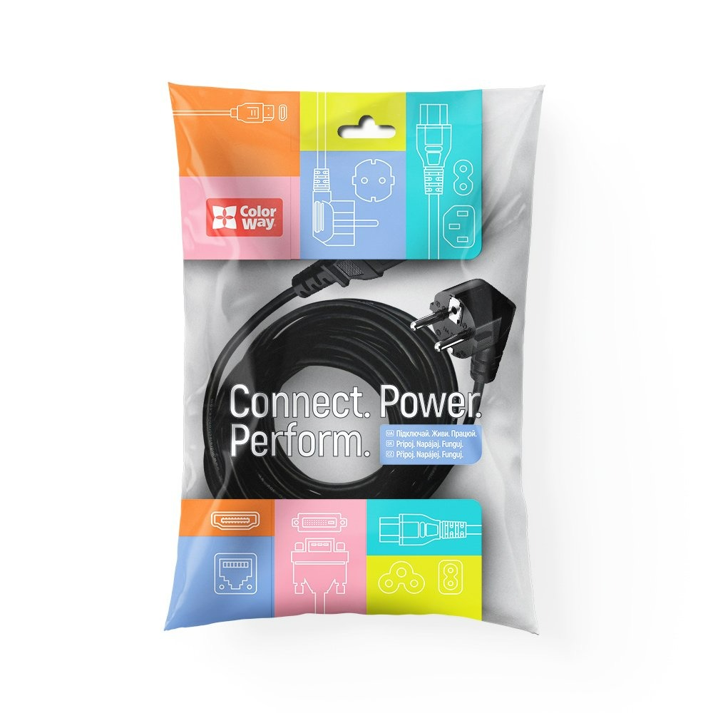 Кабель живлення ColorWay CEE7/7-C5, 1.8 м, Black (CW-CBP083-BK) Кабель живлення ColorWay CEE7/7-C5, 1.8 м, Black (CW-CBP083-BK)