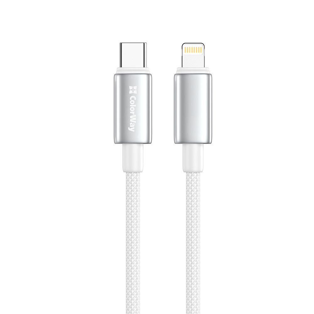 Кабель ColorWay USB Type-C - Lightning Power Delivery 30 Вт Білий