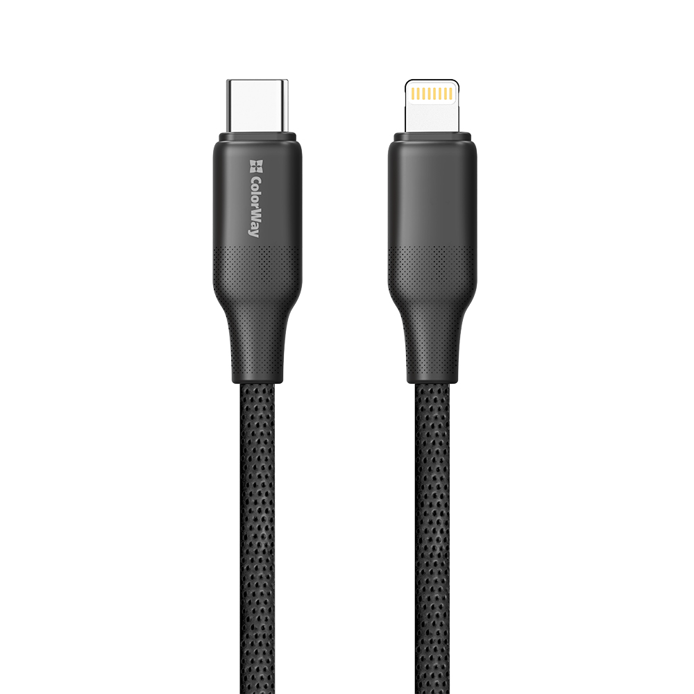 Кабель ColorWay USB Type-C - Lightning Power Delivery 30 Вт Чорний