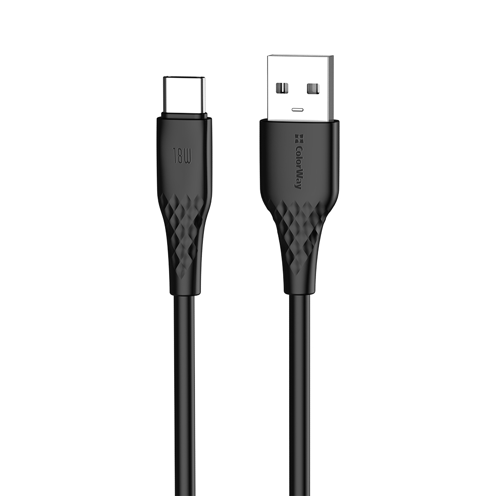 Кабель ColorWay USB - USB Type-C 3А 2 м Чорний