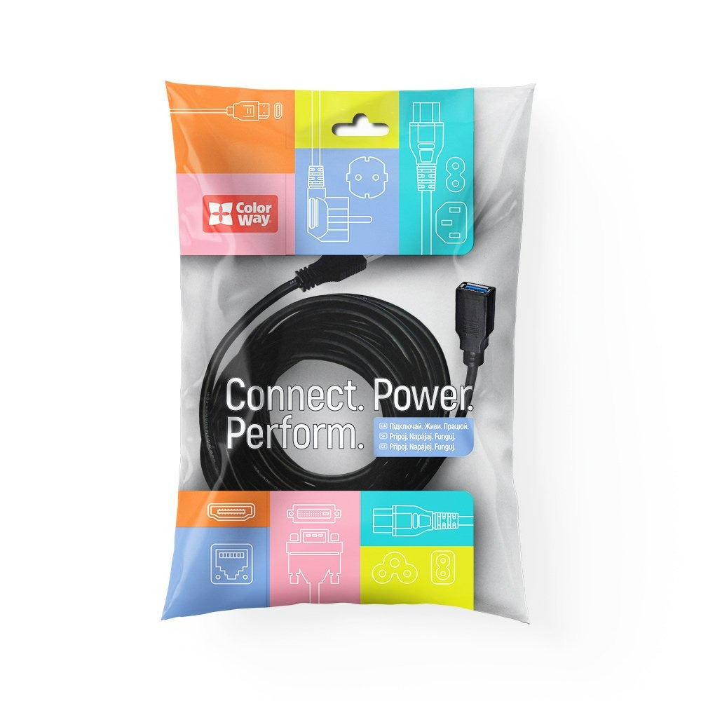 Кабель ColorWay USB - USB V 3.0 (M/F), 1.8 м, Black (CW-CBUF075-BK) Кабель ColorWay USB - USB V 3.0 (M/F), 1.8 м, Black (CW-CBUF075-BK)