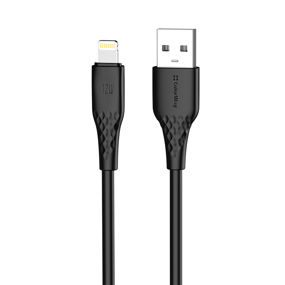 Кабель ColorWay USB - Lightning 3А 1 м Чорний