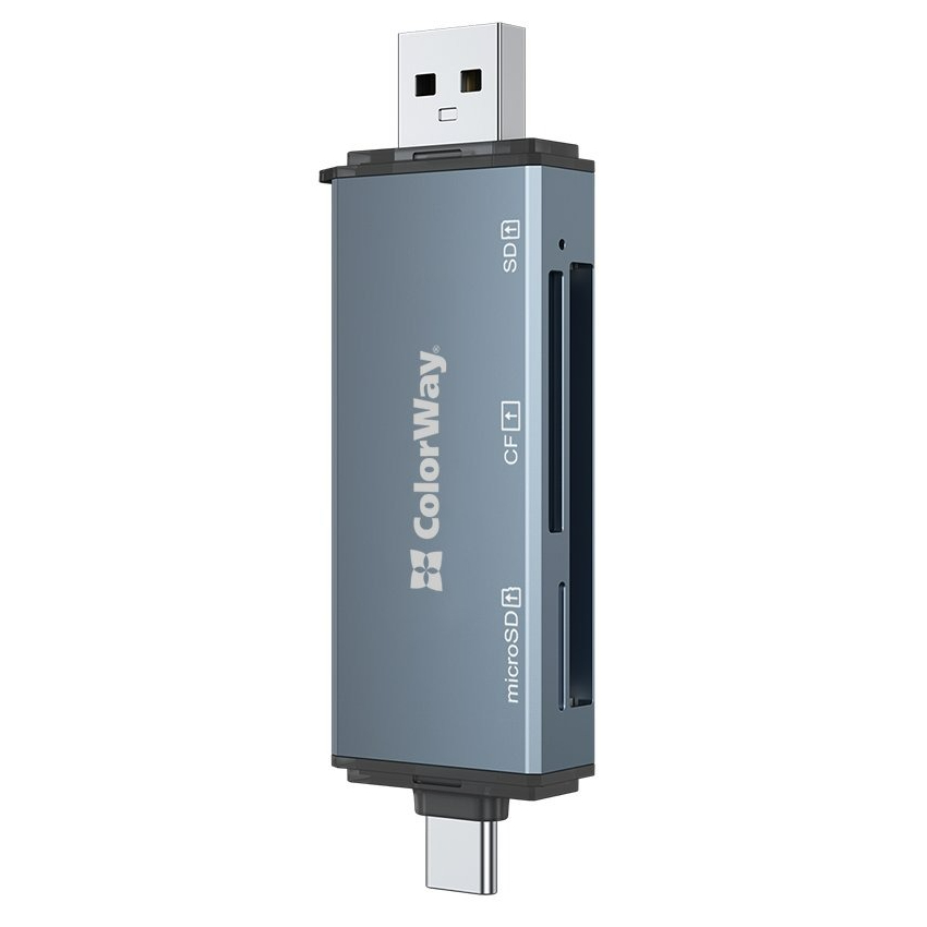 Картридер ColorWay 3-в-1 Gray (CW-CR-01) Картридер ColorWay 3-в-1 Gray (CW-CR-01)
