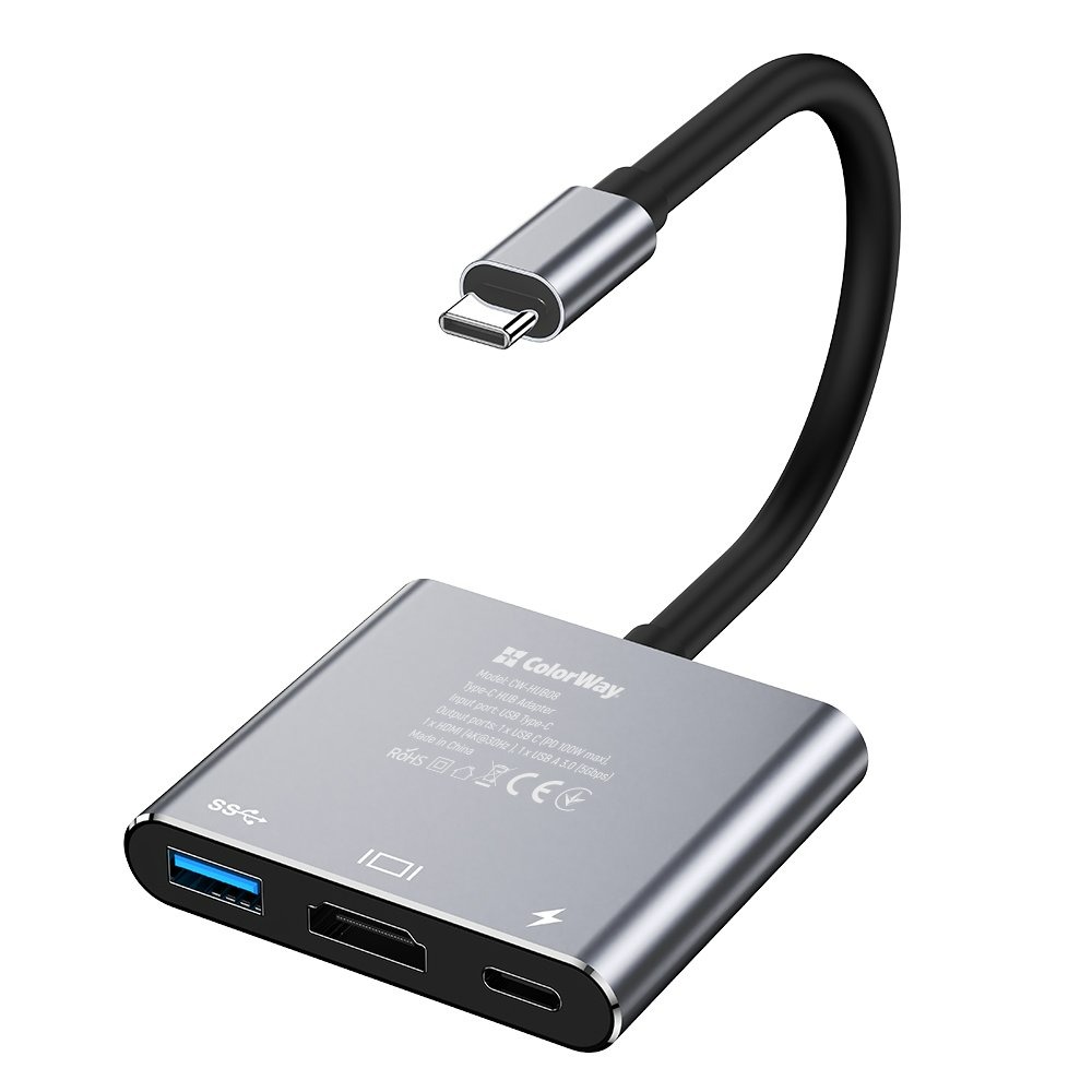 USB-хаб СolorWay USB Type-C 3-в-1 (CW-HUB08) USB-хаб СolorWay USB Type-C 3-в-1 (CW-HUB08)