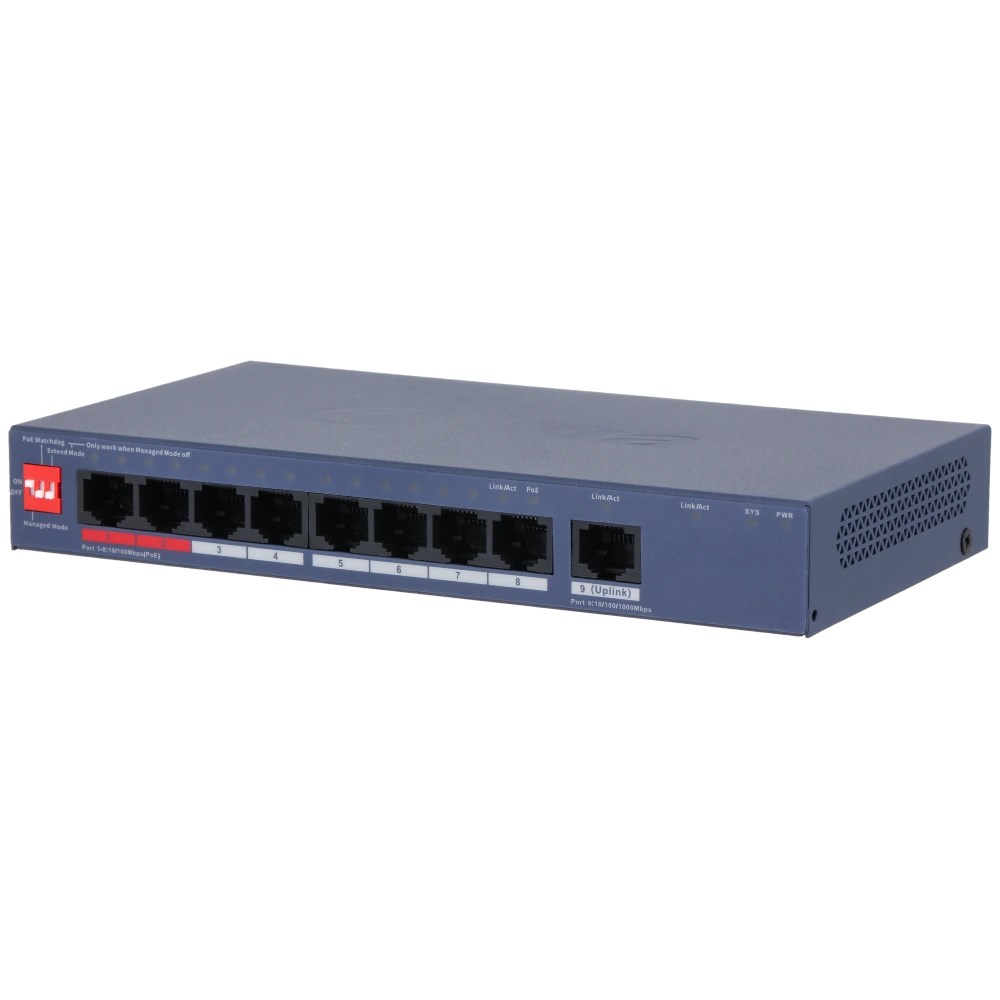 Комутатор Dahua DH-CS4009-8ET1GT-110 9-портовий PoE 110 Вт