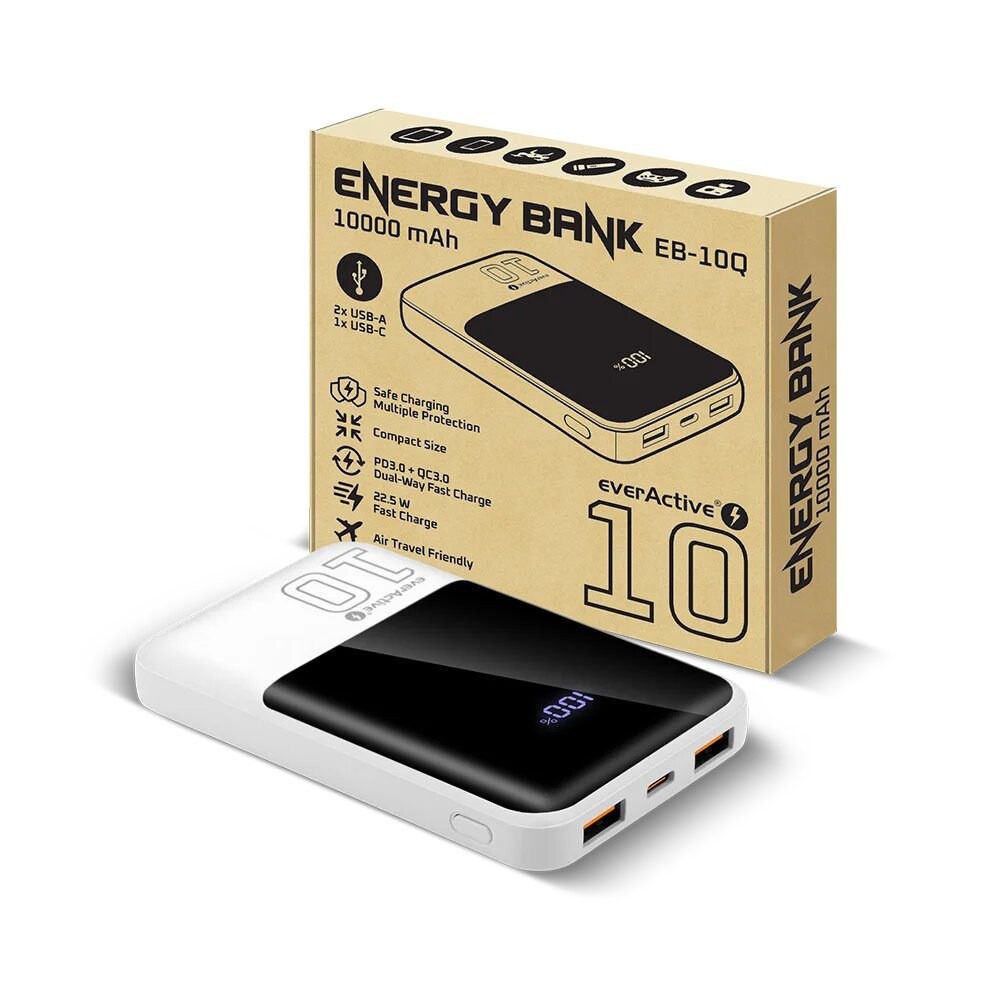 Універсальна мобільна батарея everActive EB-10Q 10000mAh 22.5W Біла