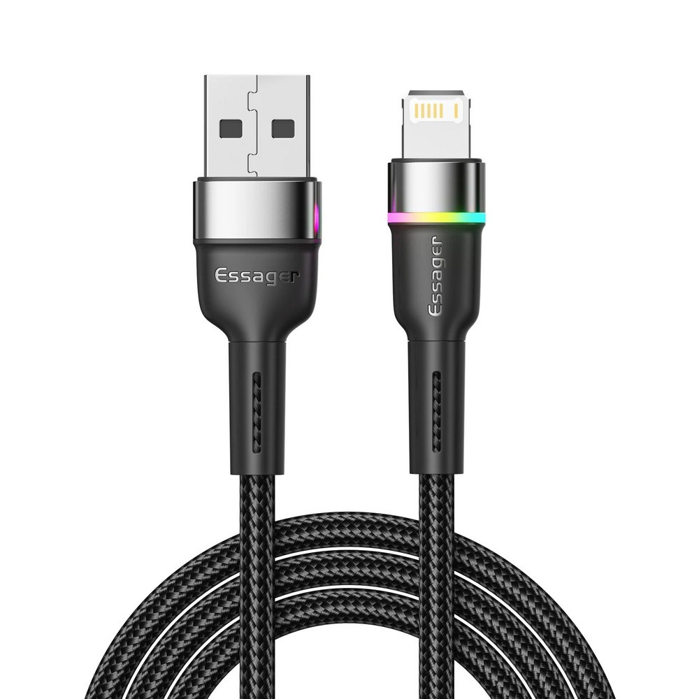 Кабель Essager Colorful LED з підсвіткою Lightning Чорний