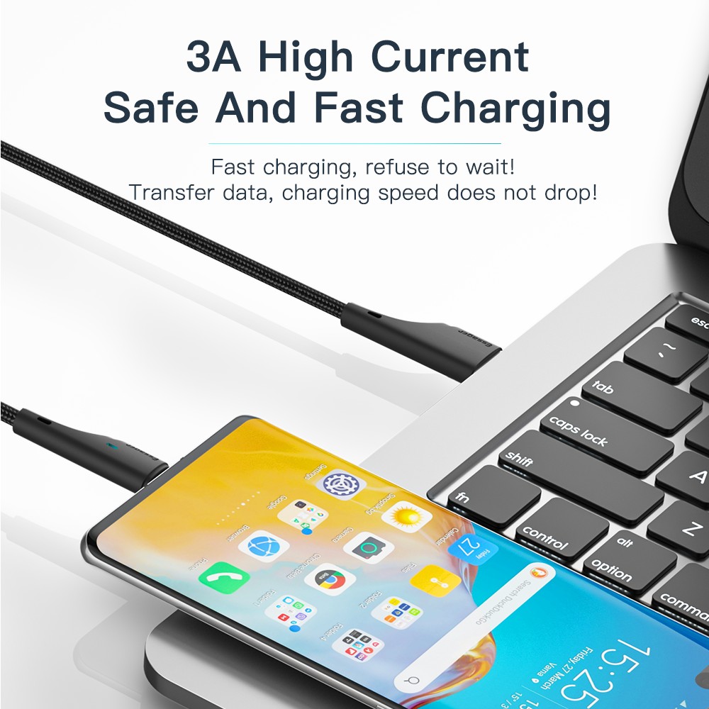 Кабель Essager Rousseau USB - USB Type-C 3A Fast Charging 1 м Чорний
