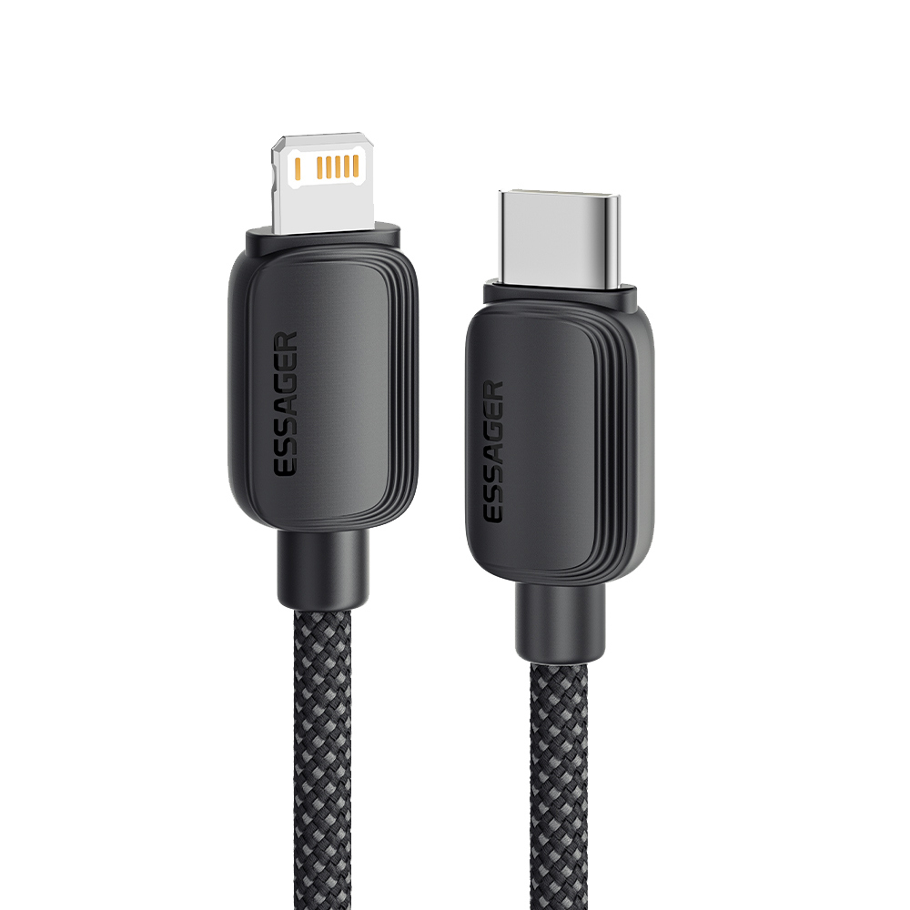 Кабель Essager Breeze USB Type-C - Lightning 20W 1 м Чорний