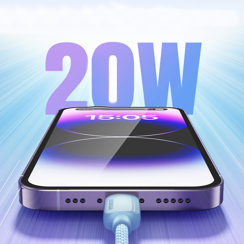 Кабель Essager Breeze USB Type-C - Lightning 20W 1 м Блакитний
