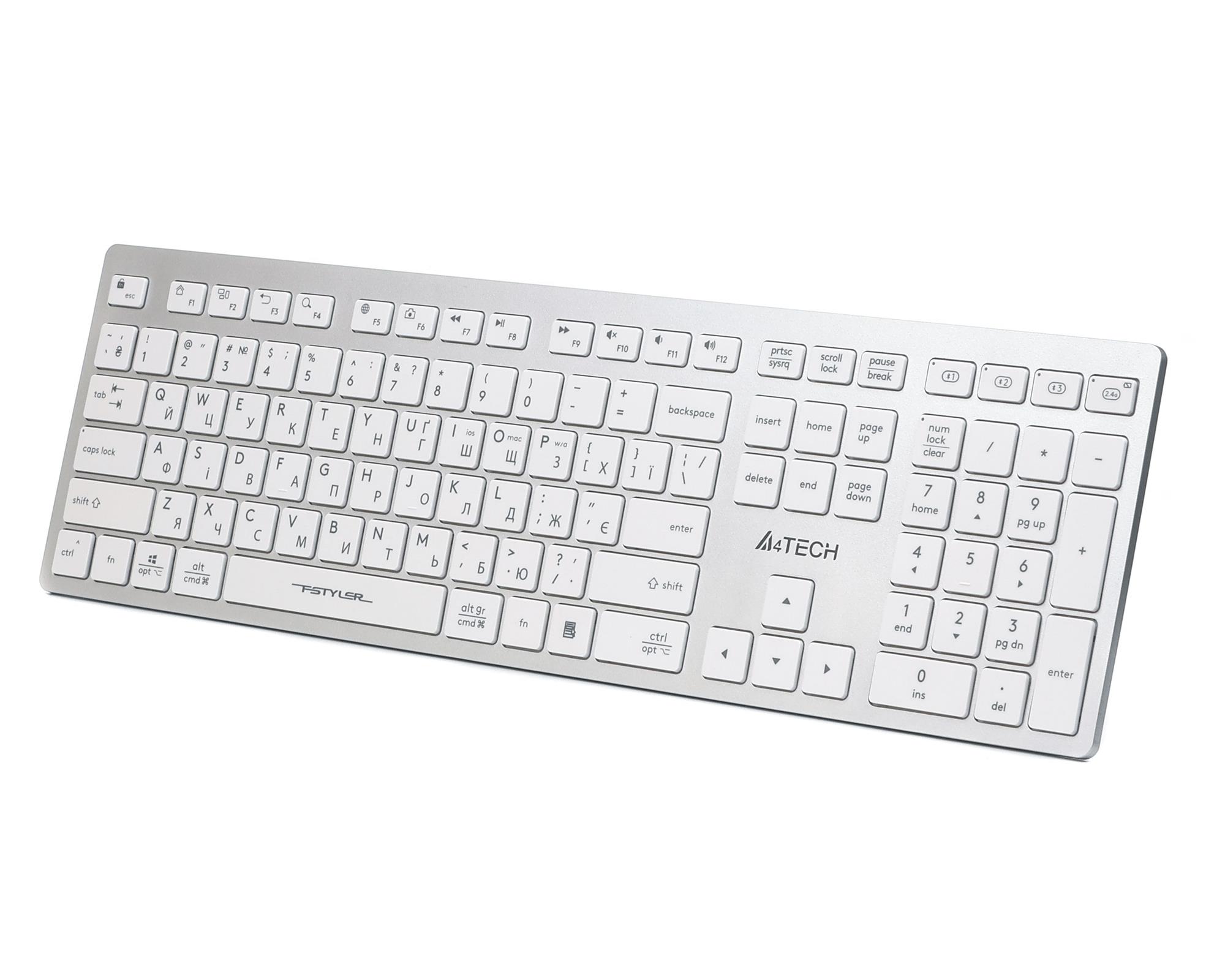 Клавіатура A4Tech Fstyler FBX50C бездротова біла
