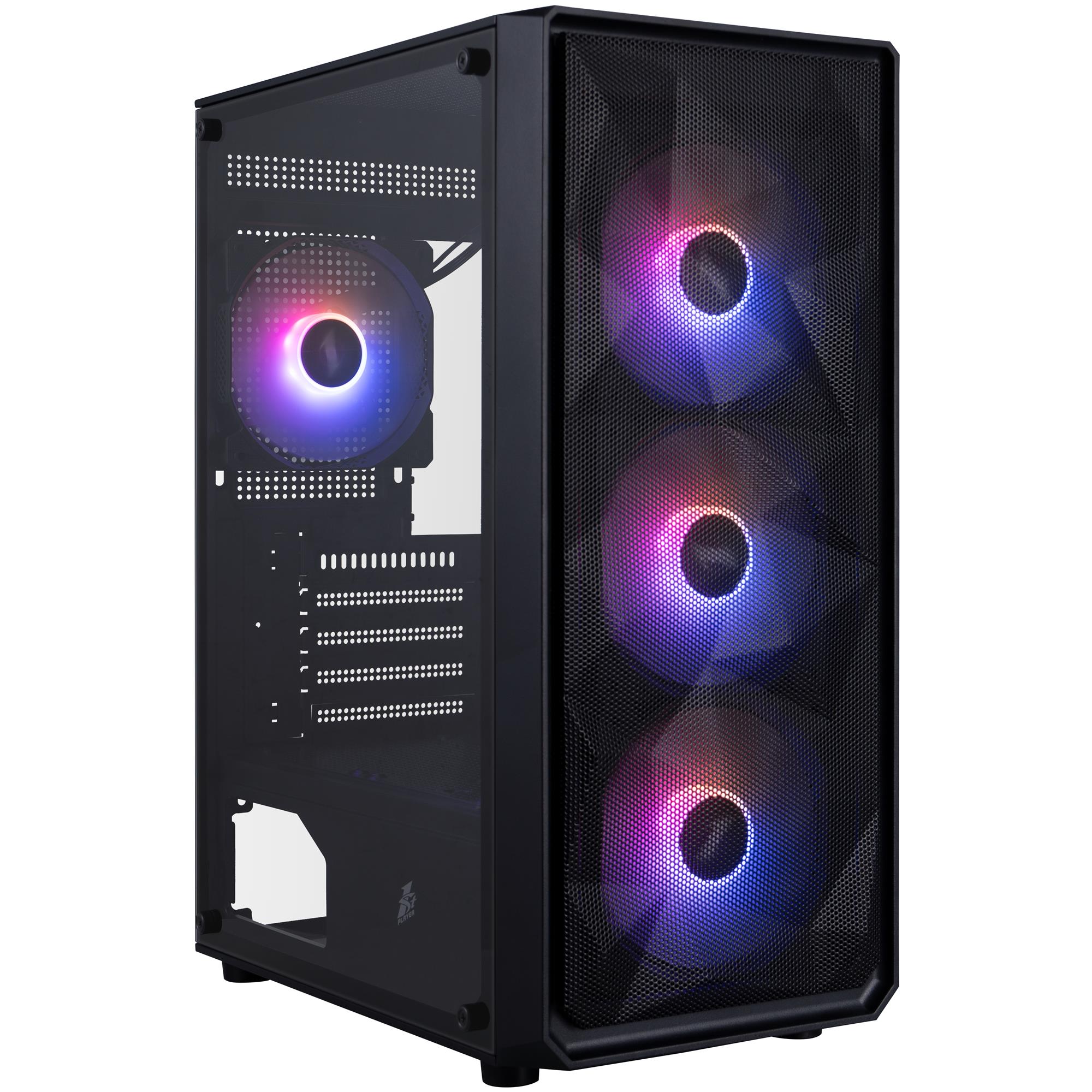 Корпус 1stPlayer FD3-M-BK-4F7 Black без БЖ