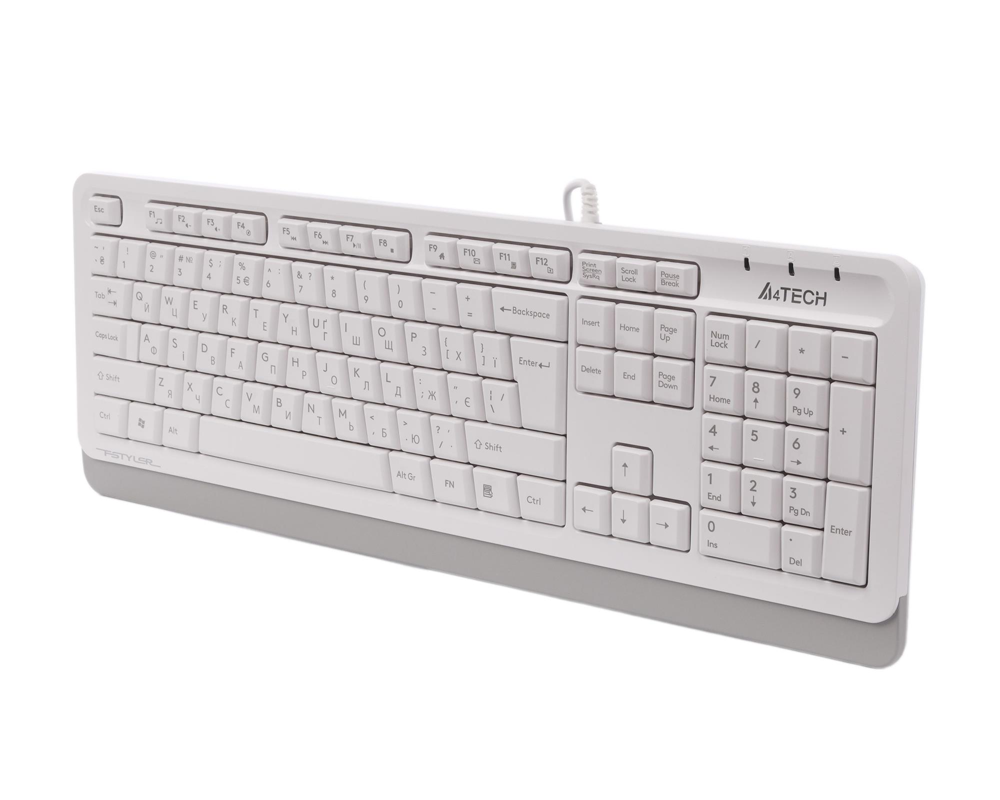 Клавіатура A4Tech Fstyler FKS10 ергономічна біла