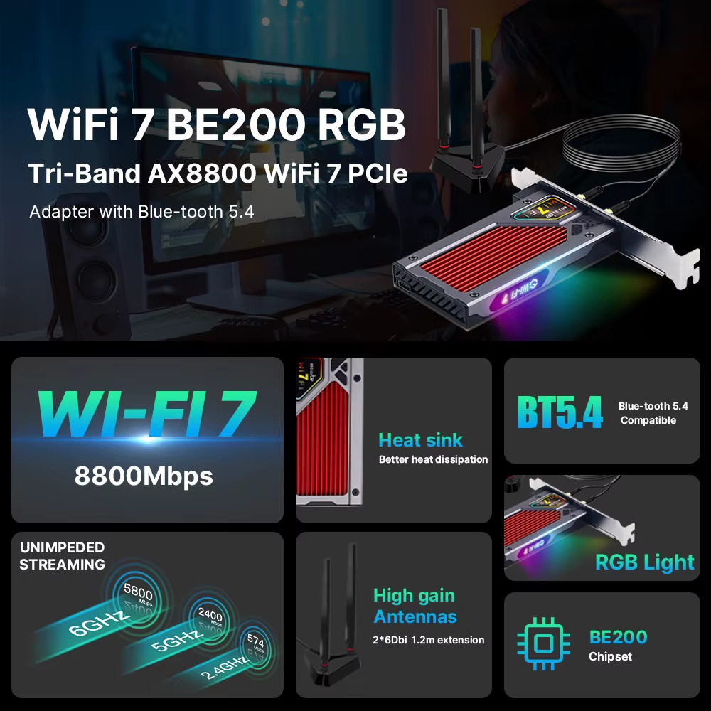 фото Wi-Fi адаптер Fenvi FV-BE8800RGB