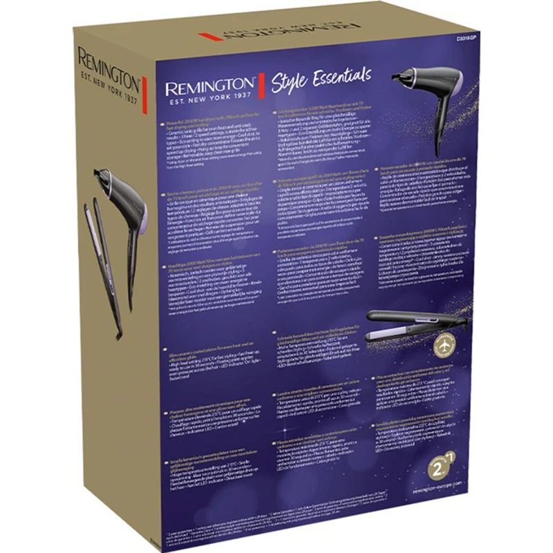 Фен и выпрямитель для волос Remington D3016GP Style Essentials Фен и выпрямитель для волос Remington D3016GP Style Essentials