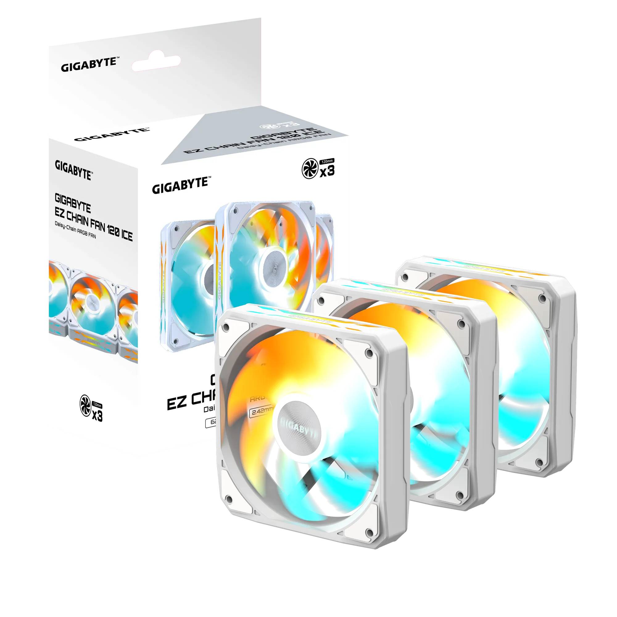 Вентилятор Gigabyte EZ Chain Fan 120 Ice 3-Pack White (GP-GBT EZFAN1203 ICE) Вентилятор Gigabyte EZ Chain Fan 120 Ice 3-Pack White (GP-GBT EZFAN1203 ICE)