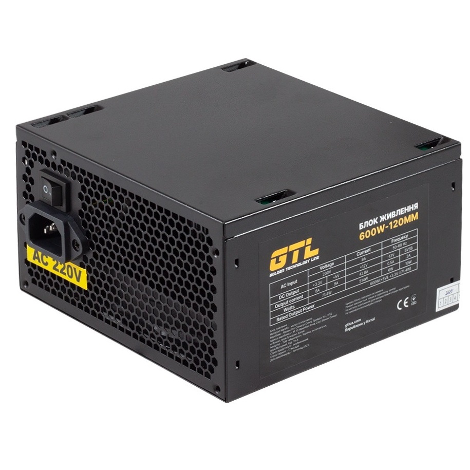 Блок живлення GTL Gaming Star GTLGS600BK 600W 2x4+4-pin Чорний