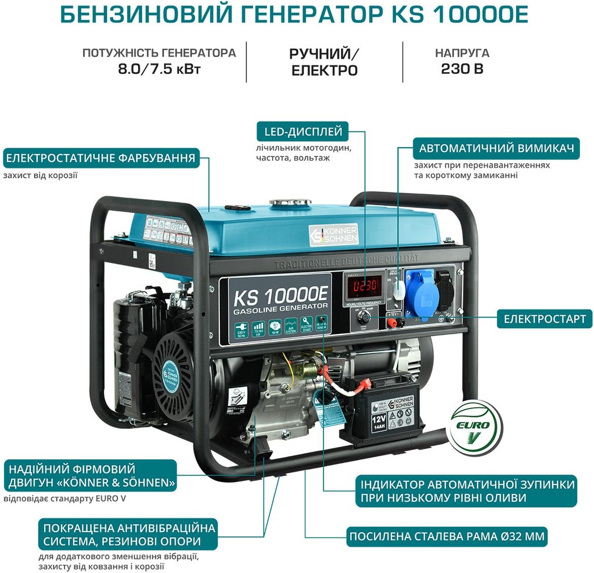 Генератор бензиновий Konner&Sohnen KS 10000E