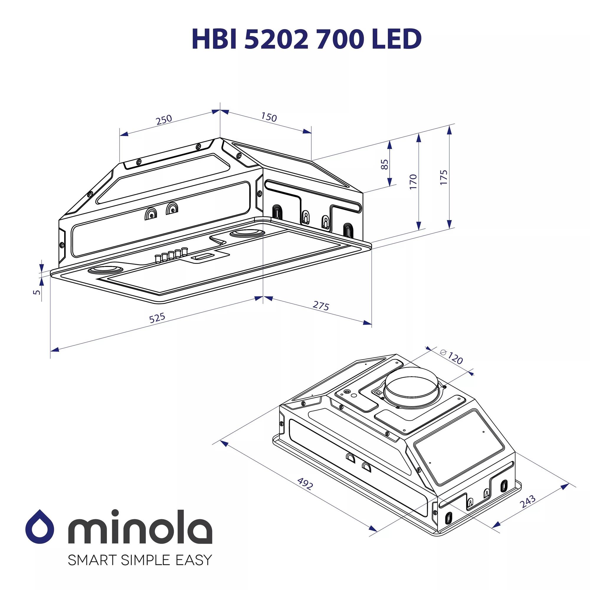 Вытяжка Minola HBI 5202 GR 700 LED Вытяжка Minola HBI 5202 GR 700 LED