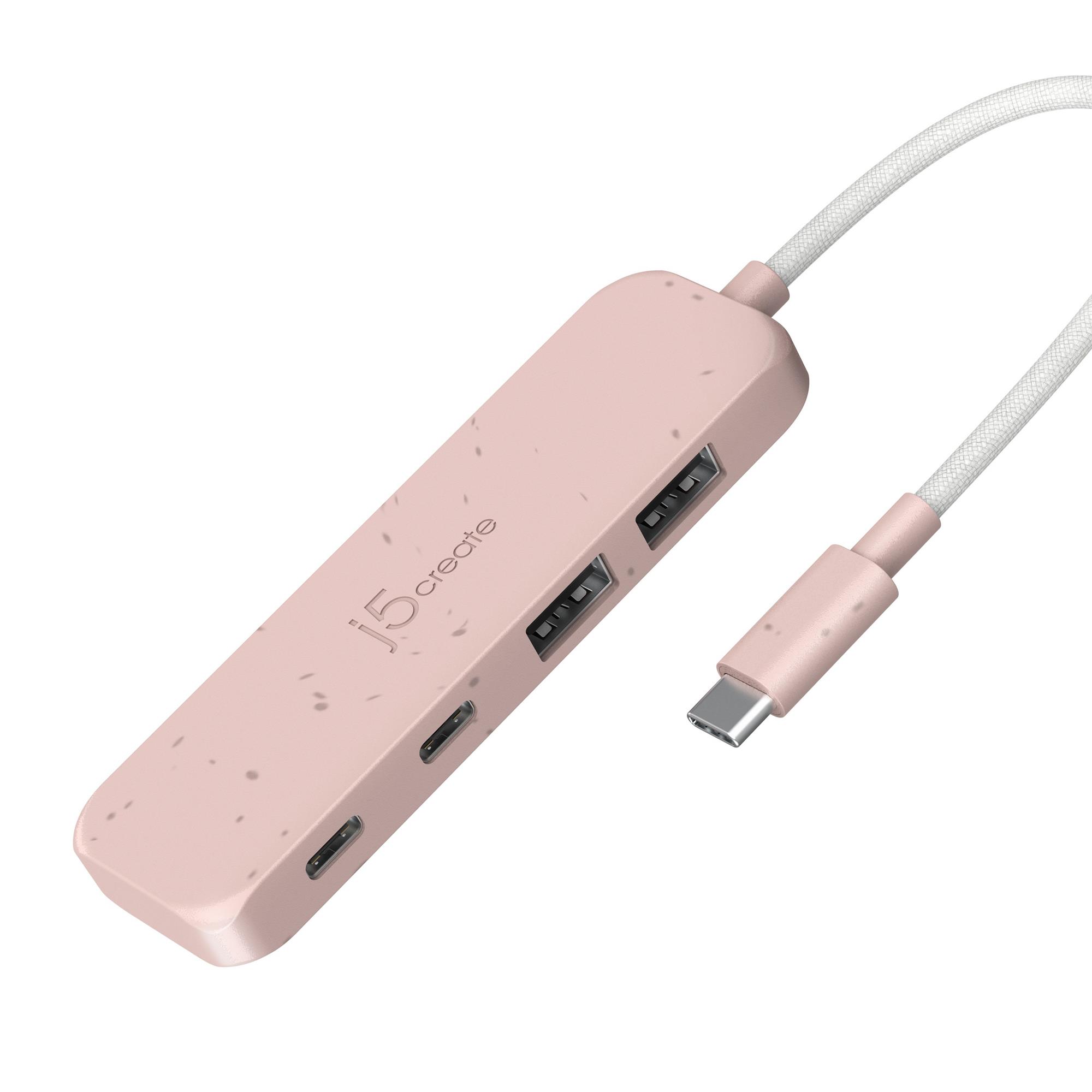 USB-хаб J5create 2 USB-A/2 USB-С Red (JCH342ER-N)