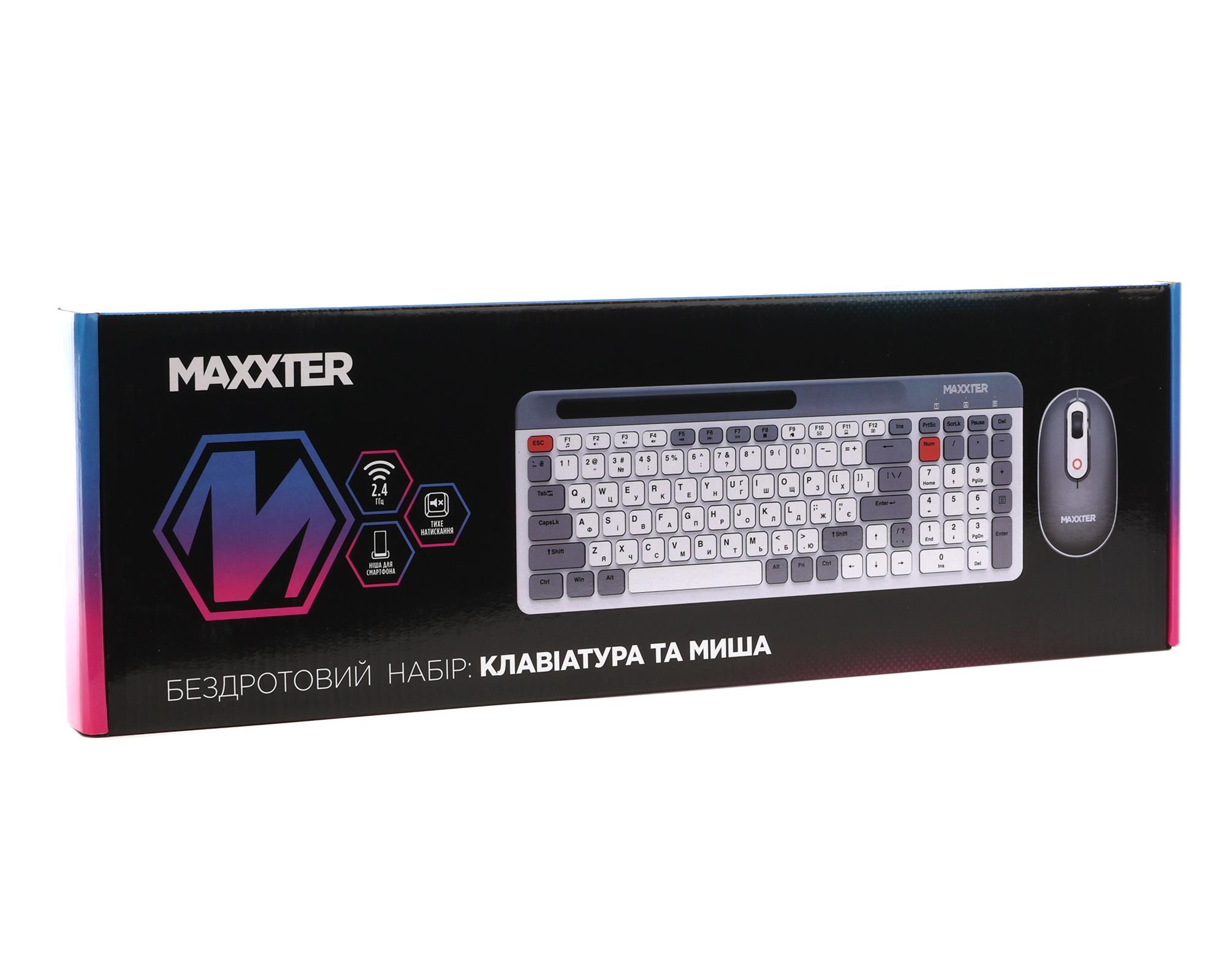 Комплект (клавіатура, миша) Maxxter KMS-WCM-03G-UA Комплект (клавіатура, миша) Maxxter KMS-WCM-03G-UA