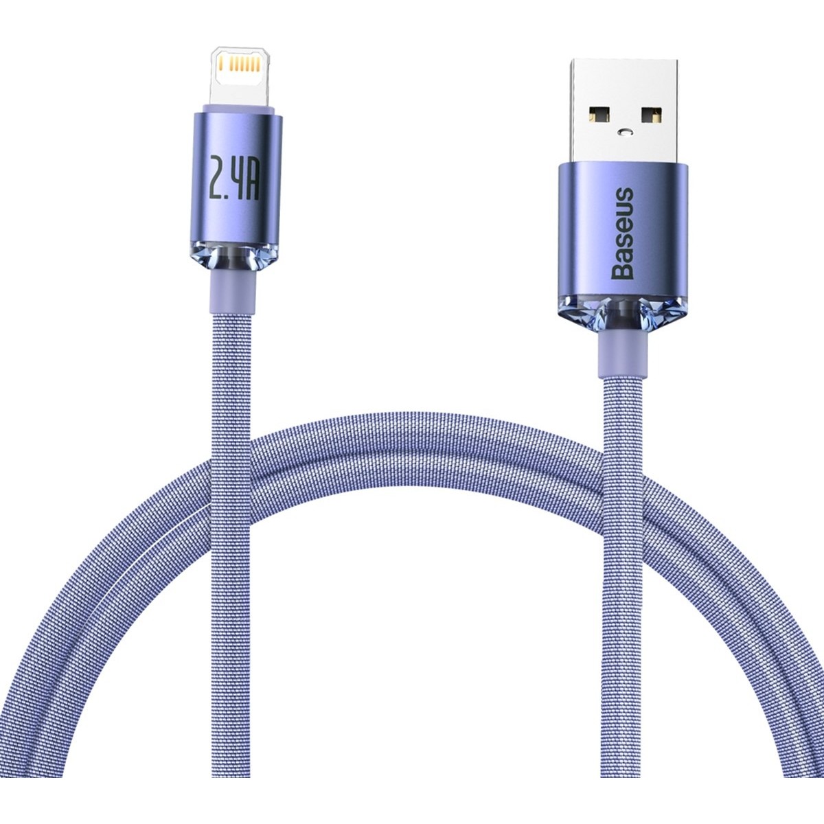 Кабель Baseus Crystal Shine USB - Lightning 2.4A 2 м Фіолетовий