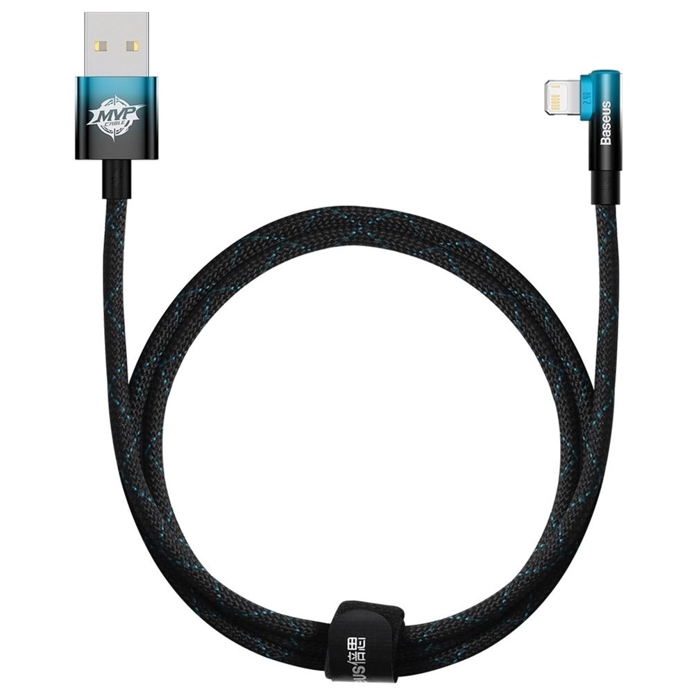 Кабель Baseus MVP 2 USB - Lightning Г-подібний Чорний/Синій