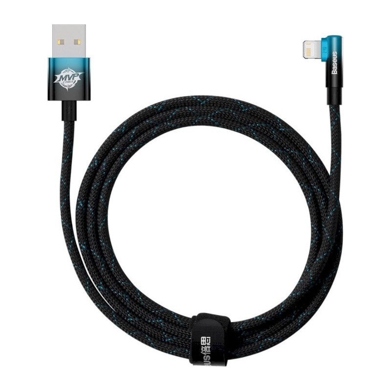 Кабель Baseus MVP 2 USB - Lightning Г-подібний Чорний/Синій
