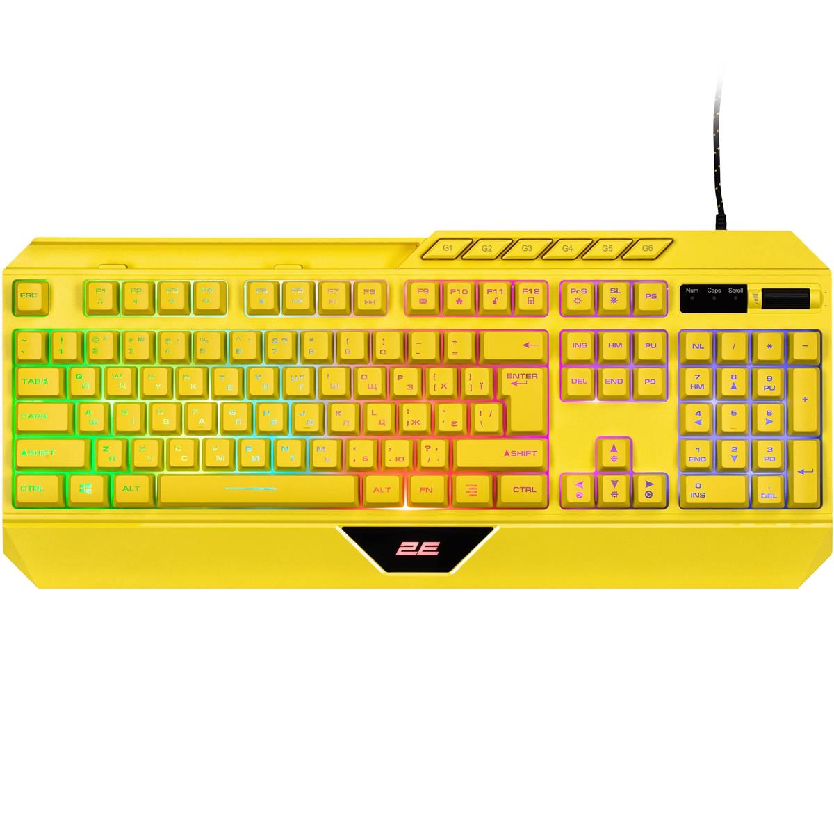 Клавіатура 2E Gaming KG315 RGB USB Yellow Ukr (2E-KG315UYW)