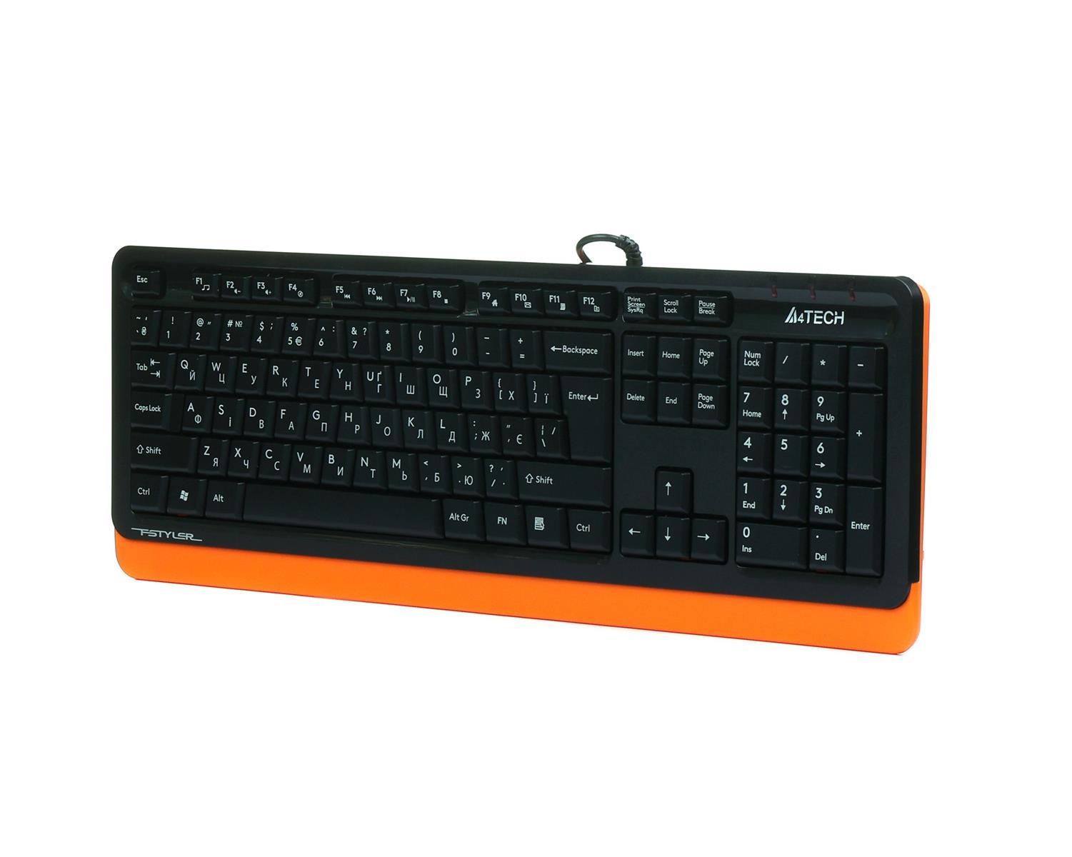 Клавіатура A4Tech Fstyler FKS10 з мембранним механізмом чорно-помаранчева