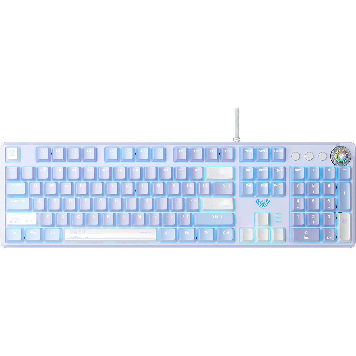 Клавіатура Aula Mechanical F2088 PRO White/Violet, plus 9 Purple keys KRGD blue (6948391234915)