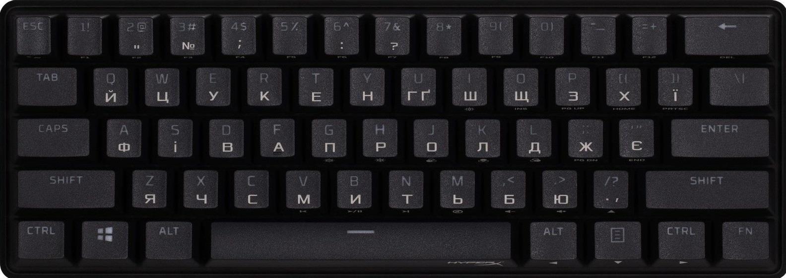 Клавіатура HyperX Alloy Origins 60 Red RGB UA Black (4P5N4AA)