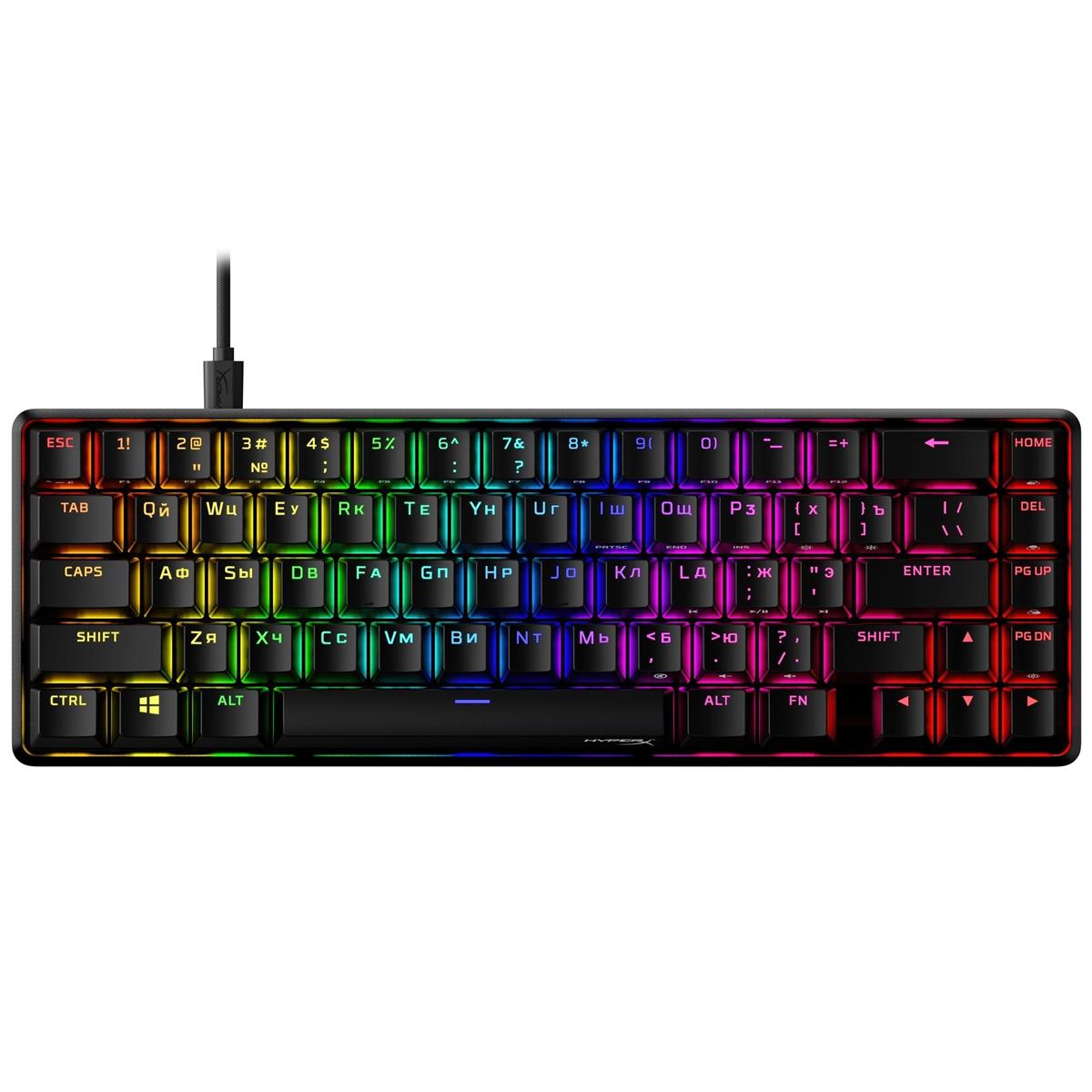 Клавіатура HyperX Alloy Origins 65 Red RGB ENG/RU Black (4P5D6AX) 