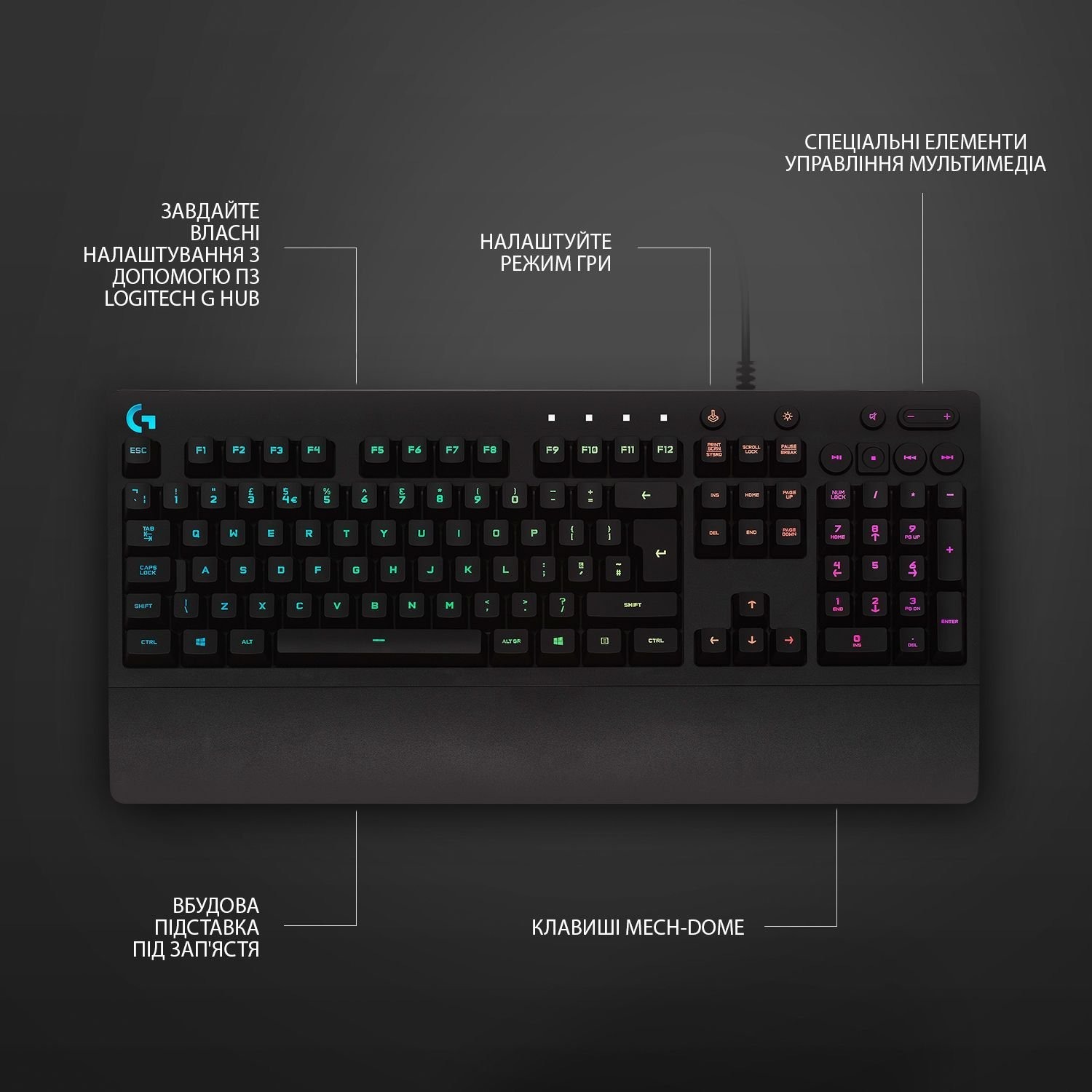 Клавiатура Logitech G213 Prodigy Black (920-010740)