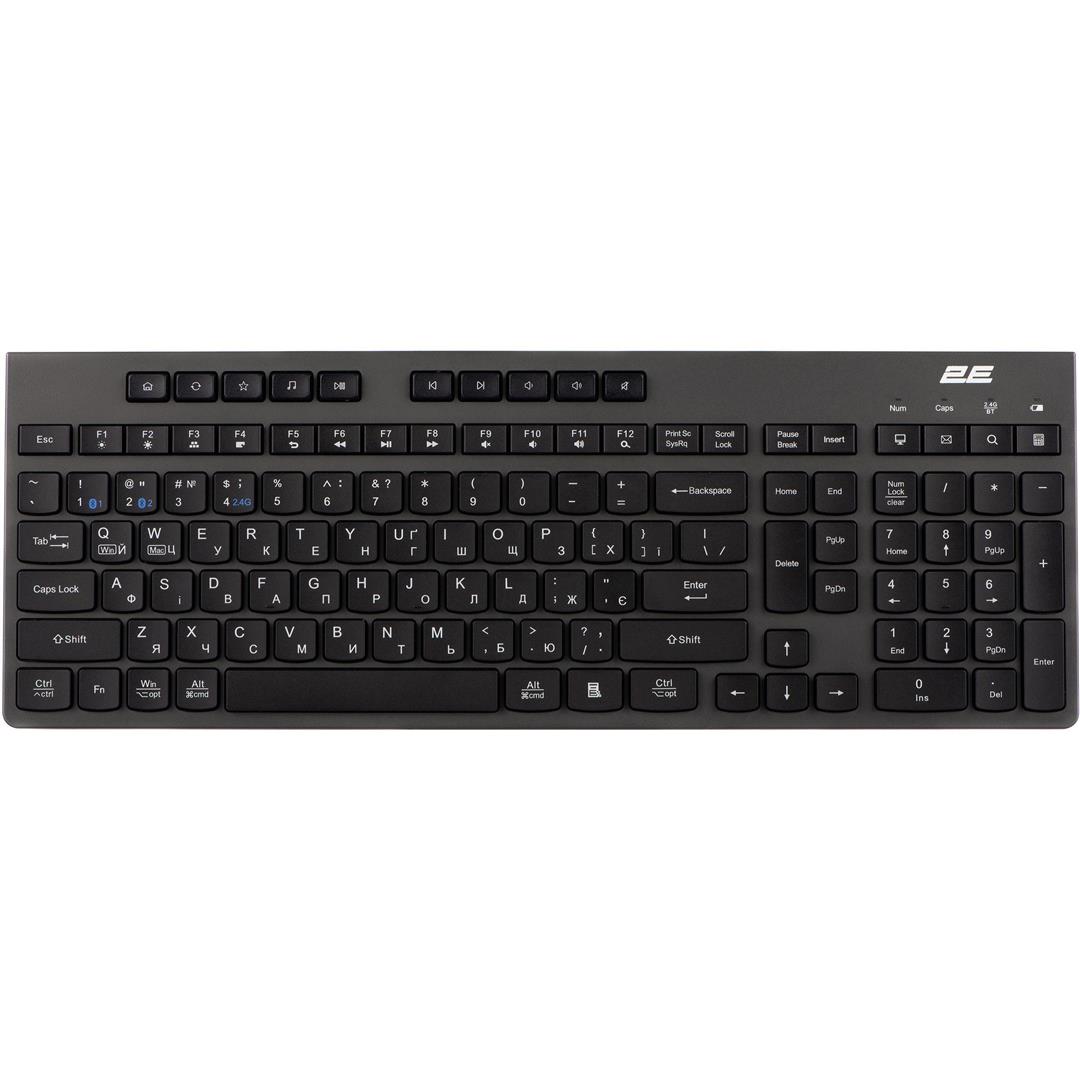 Клавіатура 2E KS280 бездротова Bluetooth сіра/чорна