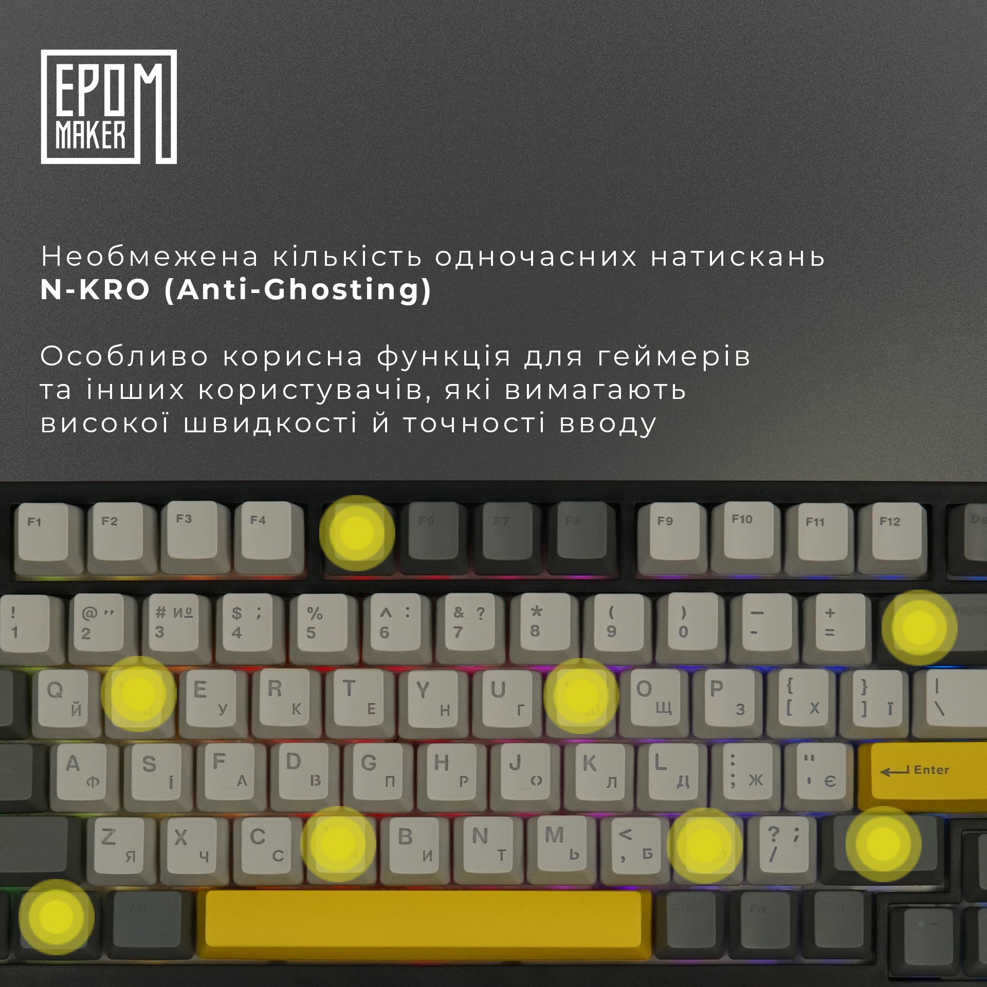 Клавіатура бездротова Epomaker AK820 Pro 75% Gift Switch Hot-Swap (2.4G/BT/USB) LCD Screen RGB UA Black (AK820-PRO-B-G)