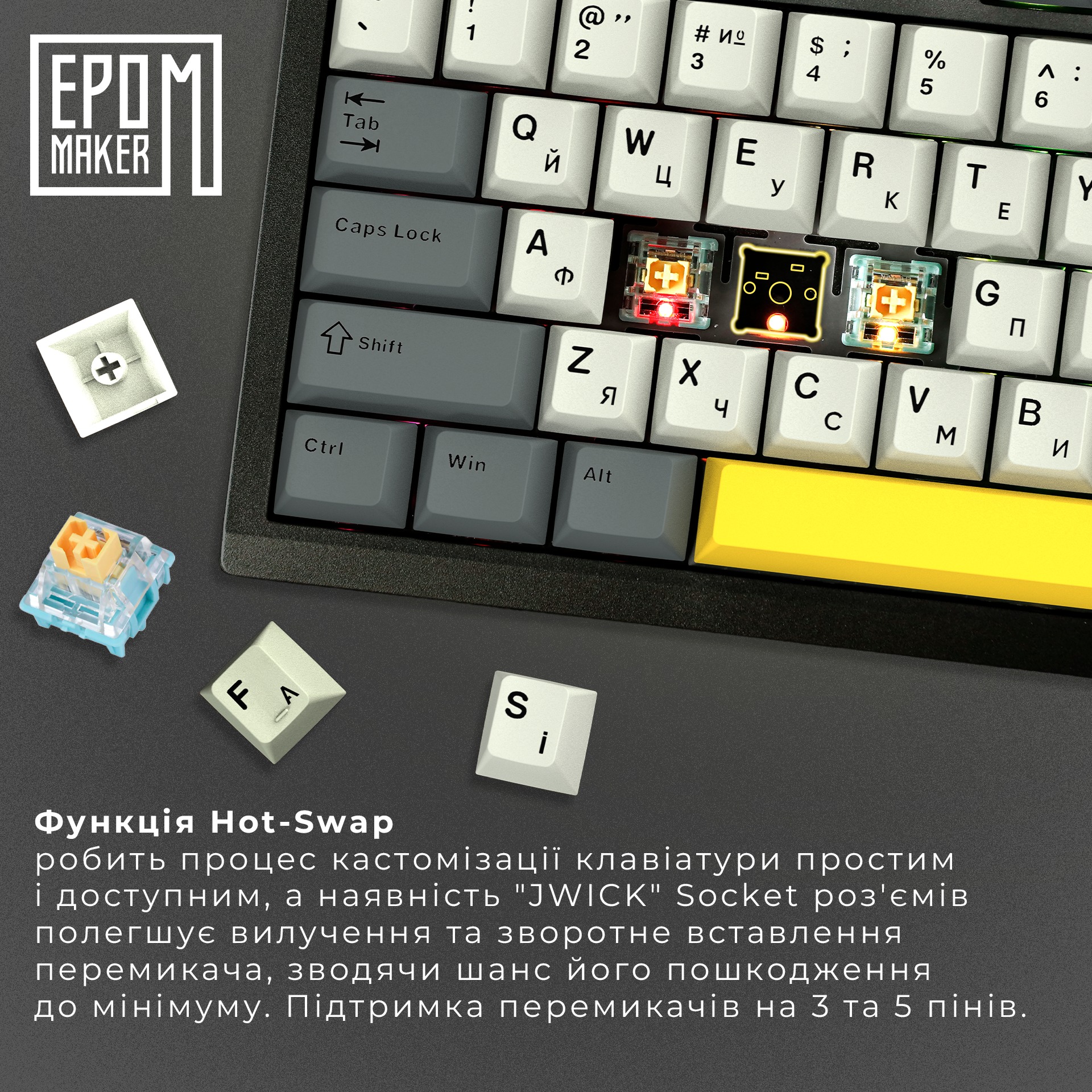 Клавіатура бездротова Epomaker TH80 Pro V2 75% Sea Salt Silent Switch Hot-Swap (2.4G/BT/USB) LCD Screen RGB UA Black (TH80-PROV2-B-SS)