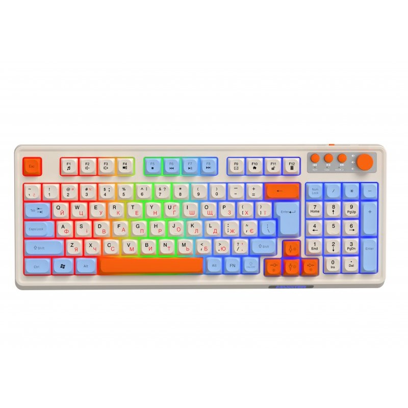 Бездротова клавіатура Maxxter KBGW-3C01-UA з підсвіткою біла