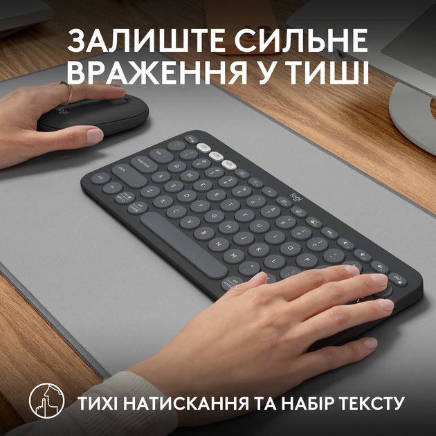 Комплект (клавіатура, миша) бездротовий Logitech Pebble 2 Combo Graphite (920-012239)