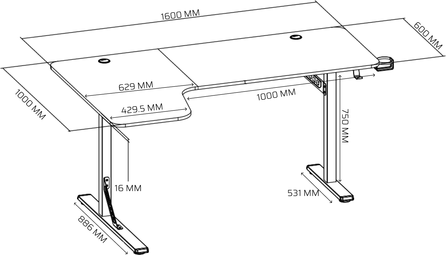 Компьютерный стол OfficePro GDC216B Компьютерный стол OfficePro GDC216B