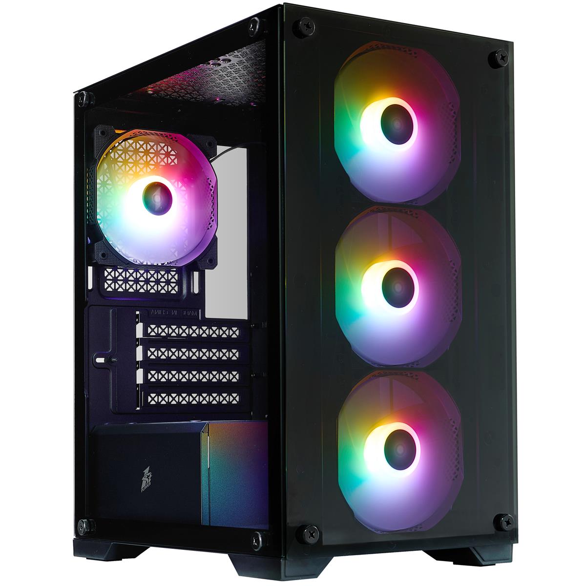 Корпус 1stPlayer X2-M-BK-4F7 Black без БЖ